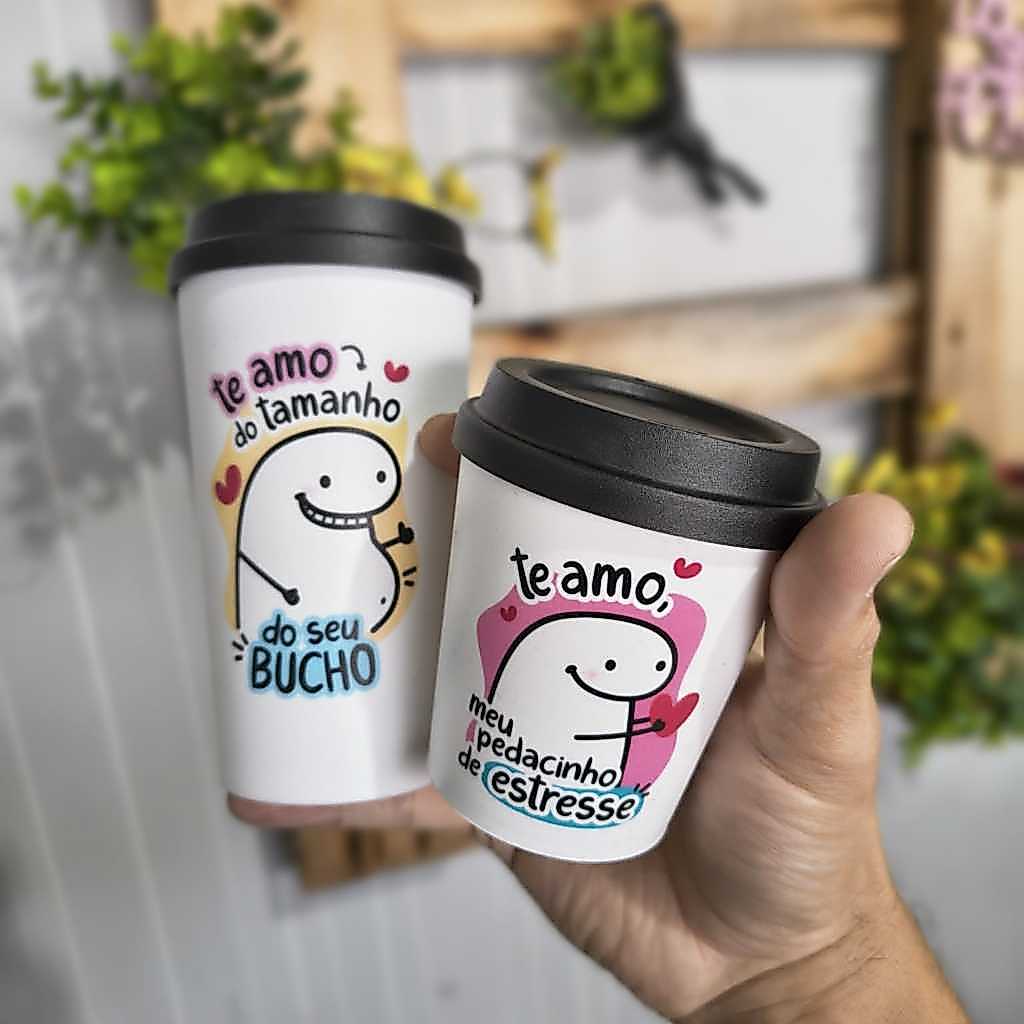 Copo para Café ou suco com Tampa Presente Dia dos Namorados Frases Divertidas — imagem 2 de 2