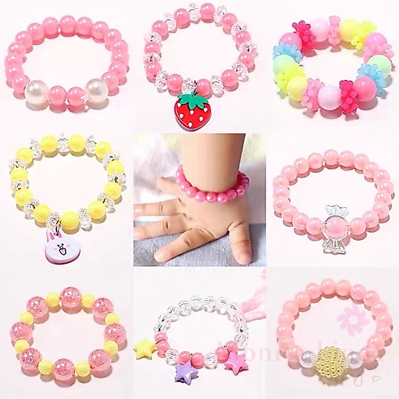 Kit 24 pulseiras lindas infantis de miçanga