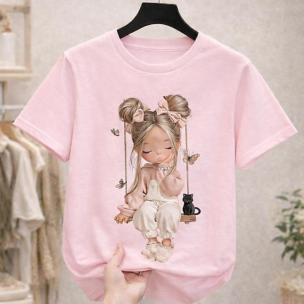 Blusa Infantil Feminina Estampada Menina – Camiseta Kids Fofa Moda Infantil Confortável