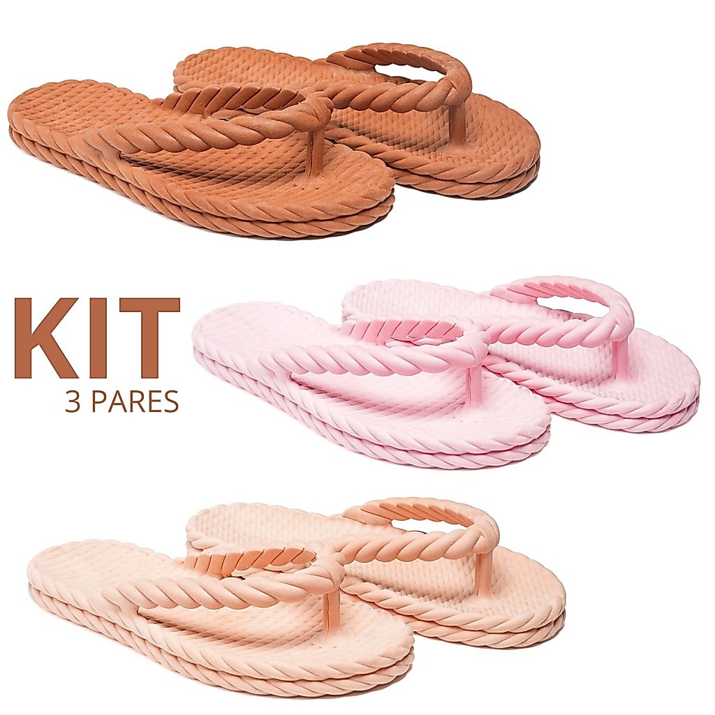 Kt Sandalia Feminina Chinelo Dia a Dia Rosa Branco