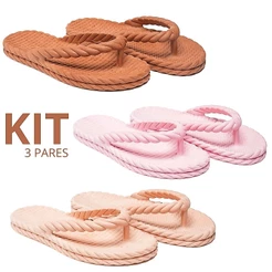 Kt Sandalia Feminina Chinelo Dia a Dia Rosa Branco