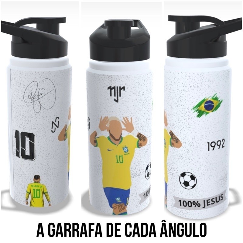 3 Chaveiros Neymar Jr + Garrafa Personalizada acrílico transparente 3x4cm — imagem 2 de 2
