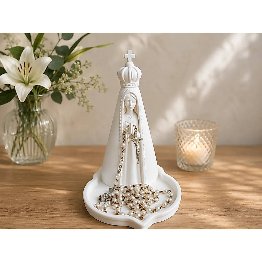 Porta Terço Religioso Decorativo para Parede Fé, Oração e Proteção para Seu Lar Católico - Decoração Sacra Especial 3D