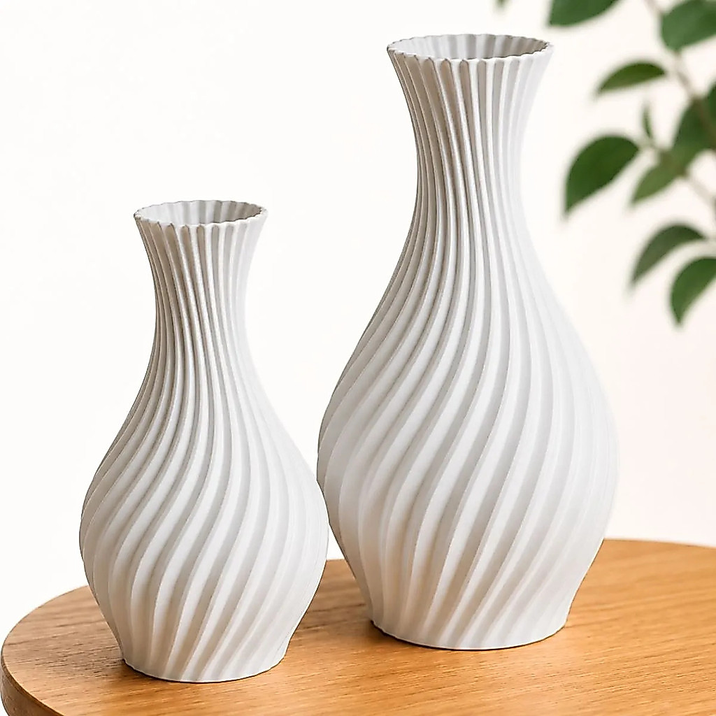 Kit 2 Vasos Decorativos Espiral Moderno Sala Mesa Quarto
