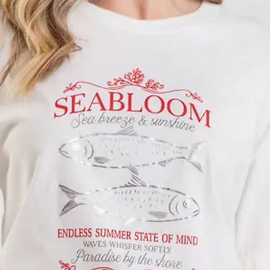 Camiseta Feminina Básica Moderna 100% Algodão Manga Curta Gola Redonda Confortável Leve Casual Estampada com: Seabloom