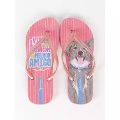 Chinelo Love Pets Ipanema Feminino ROSA/BEGE