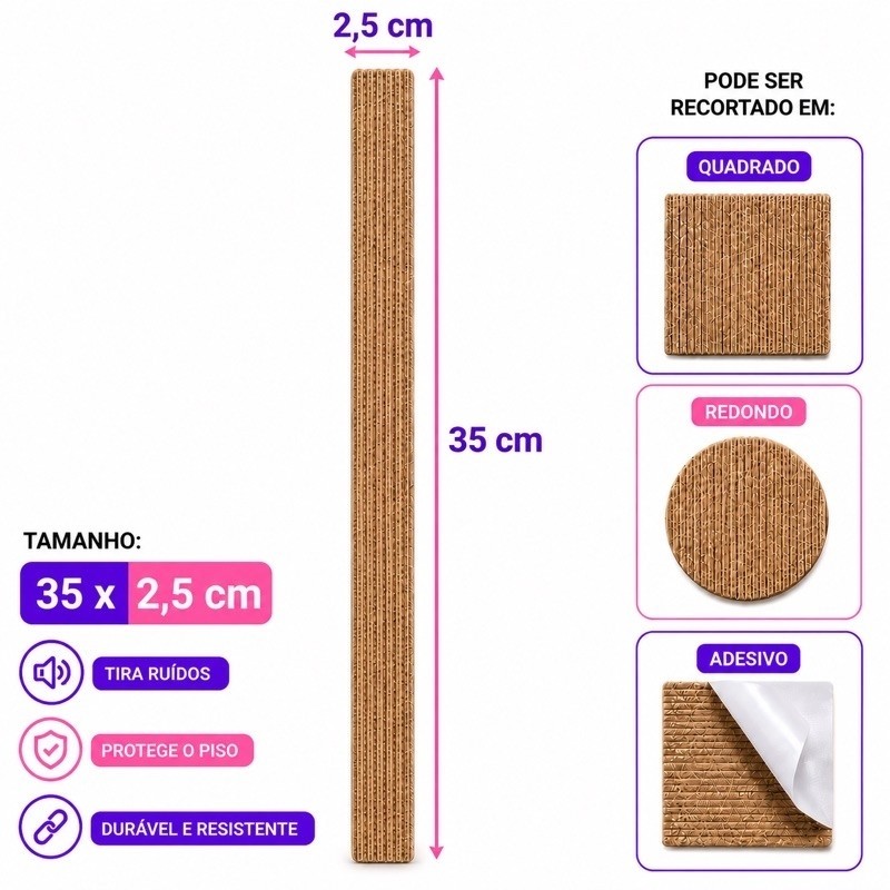 Feltro Anti-ruído Para Pé De Mesa e Cadeiras 2,5 x 0,35