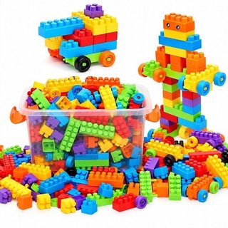 Blocos Com 280 Peças Super Coloridas Monta Monta Educativos Para Sua Criança Brincar + Rodinhas Carrinhor