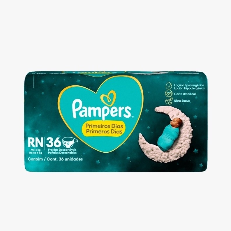 Fralda Pampers Premium Care RN Recém Nascido 36 Unidades até 4kg