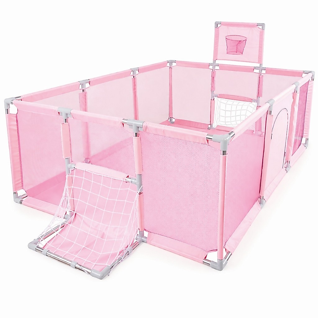 Cercadinho Infantil Bebê Grande 180x120x60cm Baby Bear com Tela | ROSA