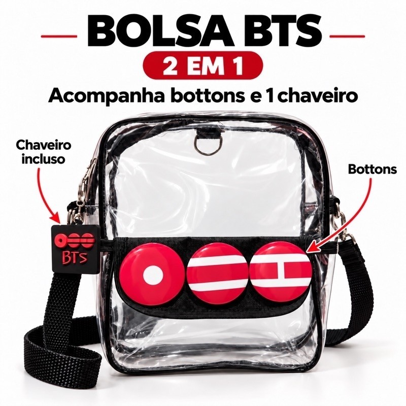Bolsa  2 Em 1 BTS em PVC – Ideal para Shows , Encontros💜