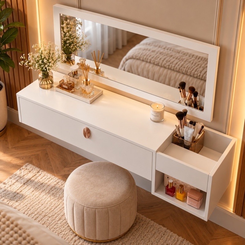 Penteadeira Com Espelho Camarim Body Splash Suspensa e Gaveta Organizadora Maquiagem - OFERTA DE LANCAMENTO