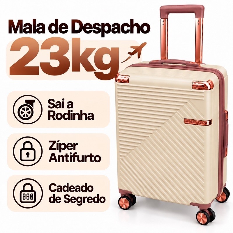 Mala de Viagem para Despachar com Rodas Giratórias 360° e Zíper Antifurto
