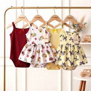 kit 4 Body Bebe Alcinha Body Saia 100% Algodão  Bori Bebe Menina