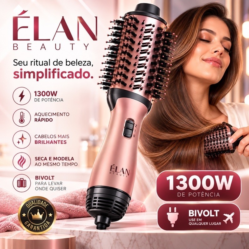 Escova Modeladora e Secadora Élan Beauty 1300W Bivolt Profissional – Seca e Modela Cabelos