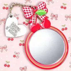 Chaveiro Cereja com Espelho e Pingente Personalizado Lembrancinha