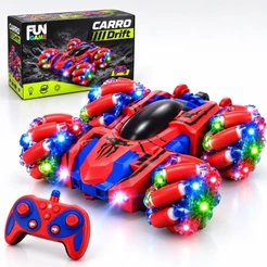 Carrinho Controle Remoto Recarregável Homem Aranha Drift Luz Acrobata Maluco Gira 360 Brinquedo Infantil