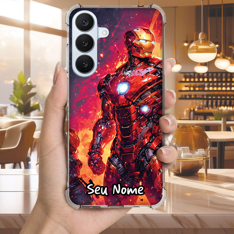 Capa Capinha GALAXY S25 S24 S23 S22 S21 Anti-impacto Personalizada geek HOMEM ferro nome (3566)