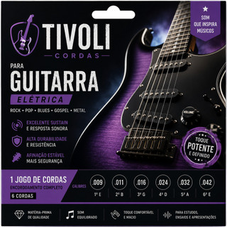 Jogo De Cordas Tivoli Para Guitarra Elétrica Alta Resistência