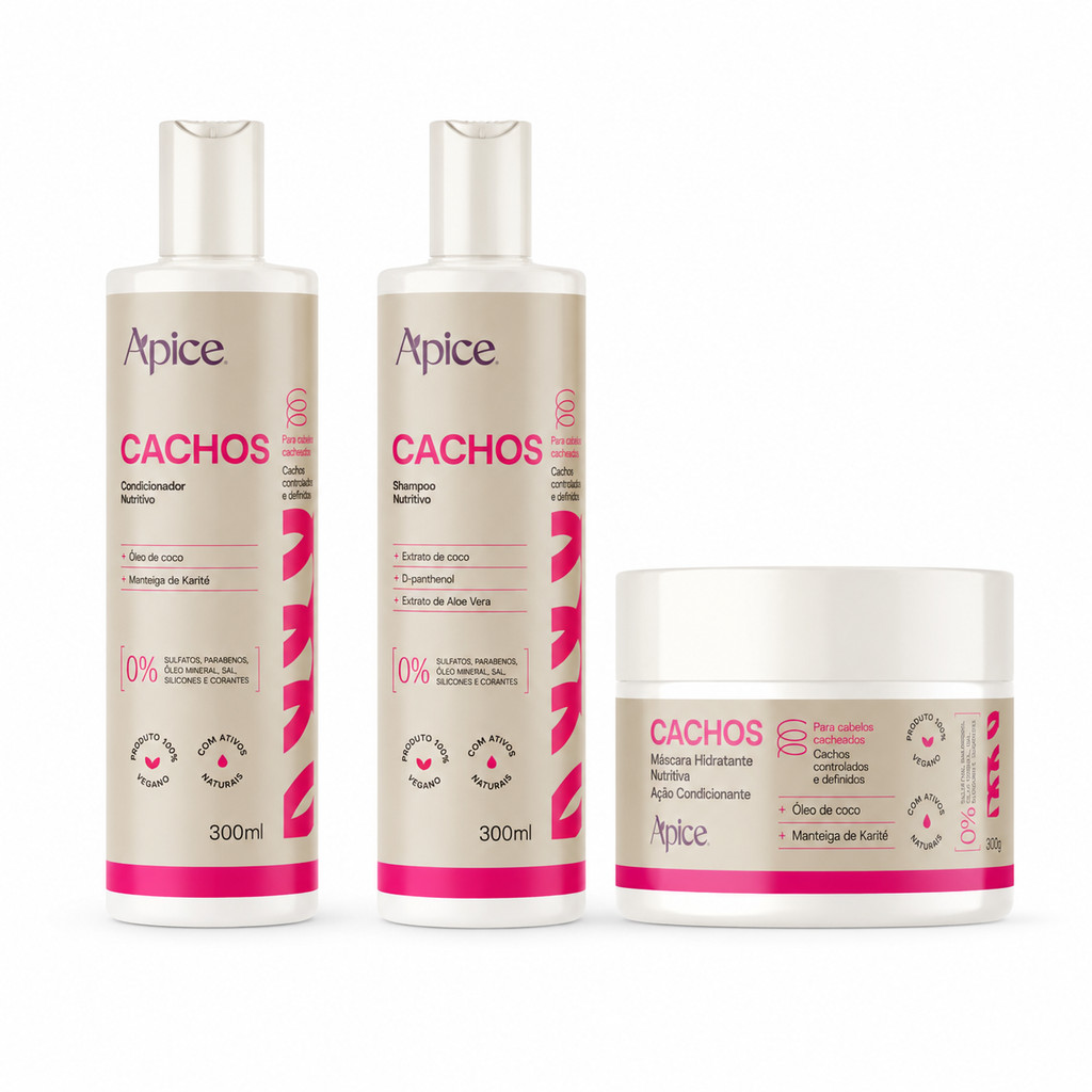 Kit Cachos Apse Shampoo, Condicionador e Mascara
