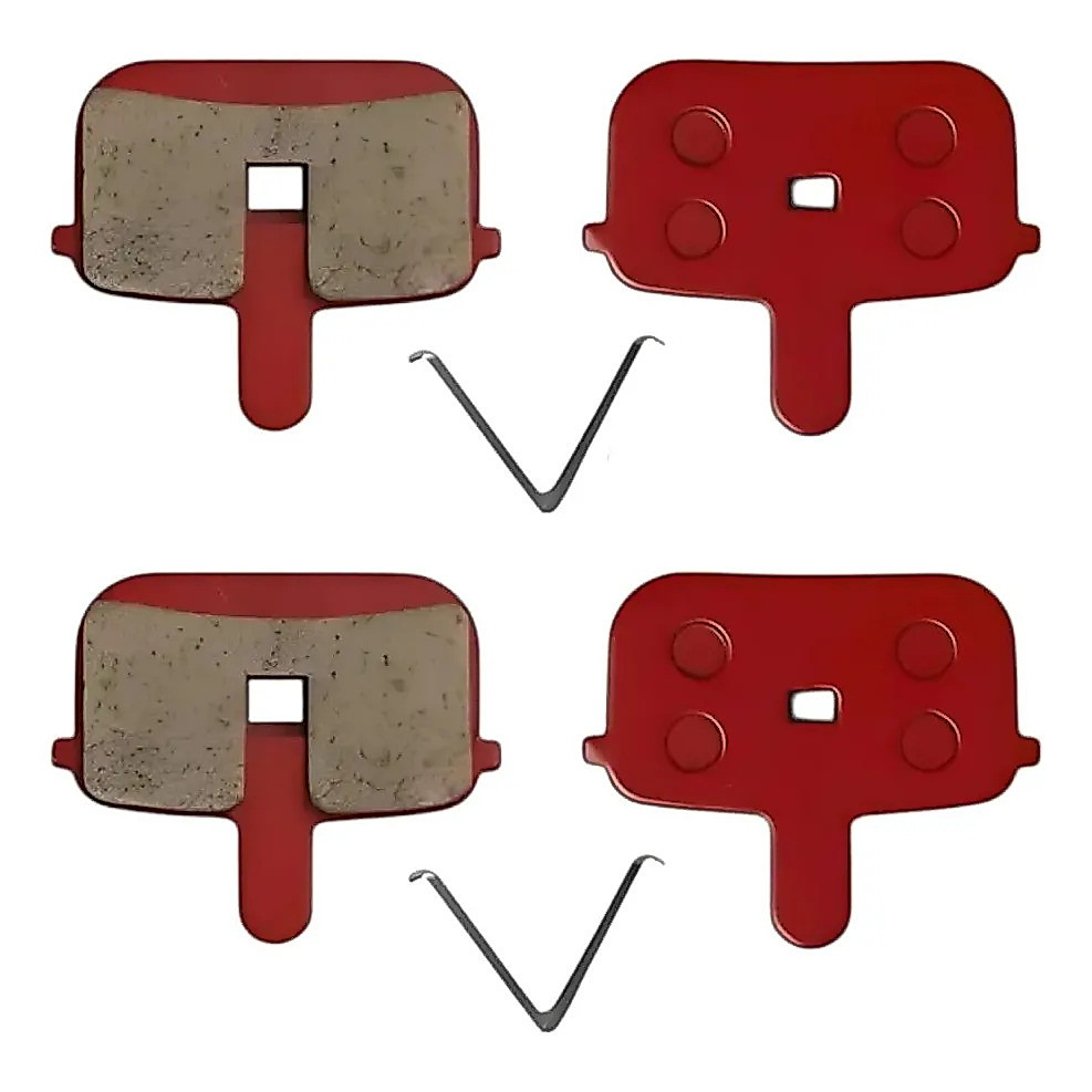 2 Pares Pastilha Freio Disco Mecânico Quadrada Vazada Bike