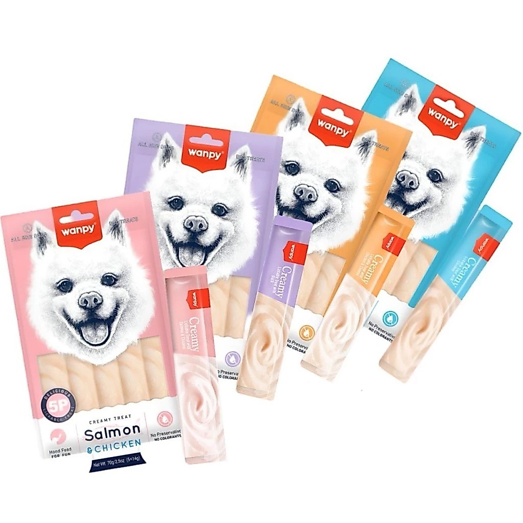 Kit 4 Petiscos Wanpy para cães - Sabores diversos 5 tubos cada pacote