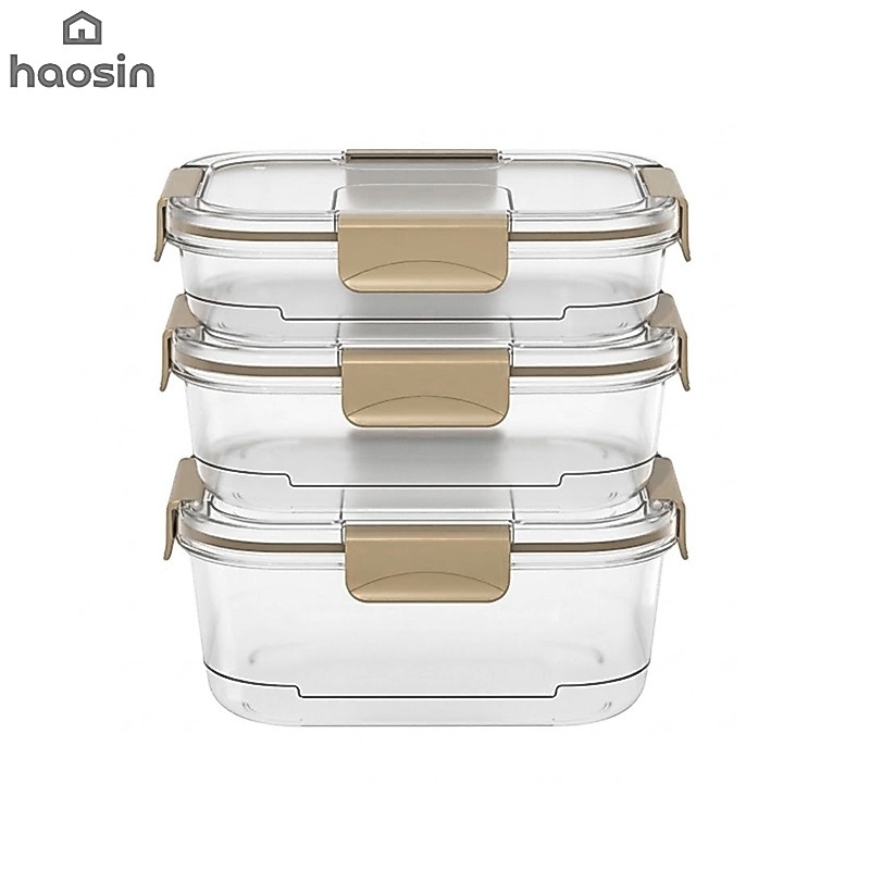 Kit 3 Potes Organizadores para Geladeira com Trava de Vedação – 2.4L + 2L + 1.4L (Cor Aleatória)