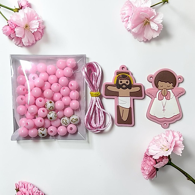 2 Kit Montagem Terço Infantil entremeio para terço crucifixo para terço Emborrachados