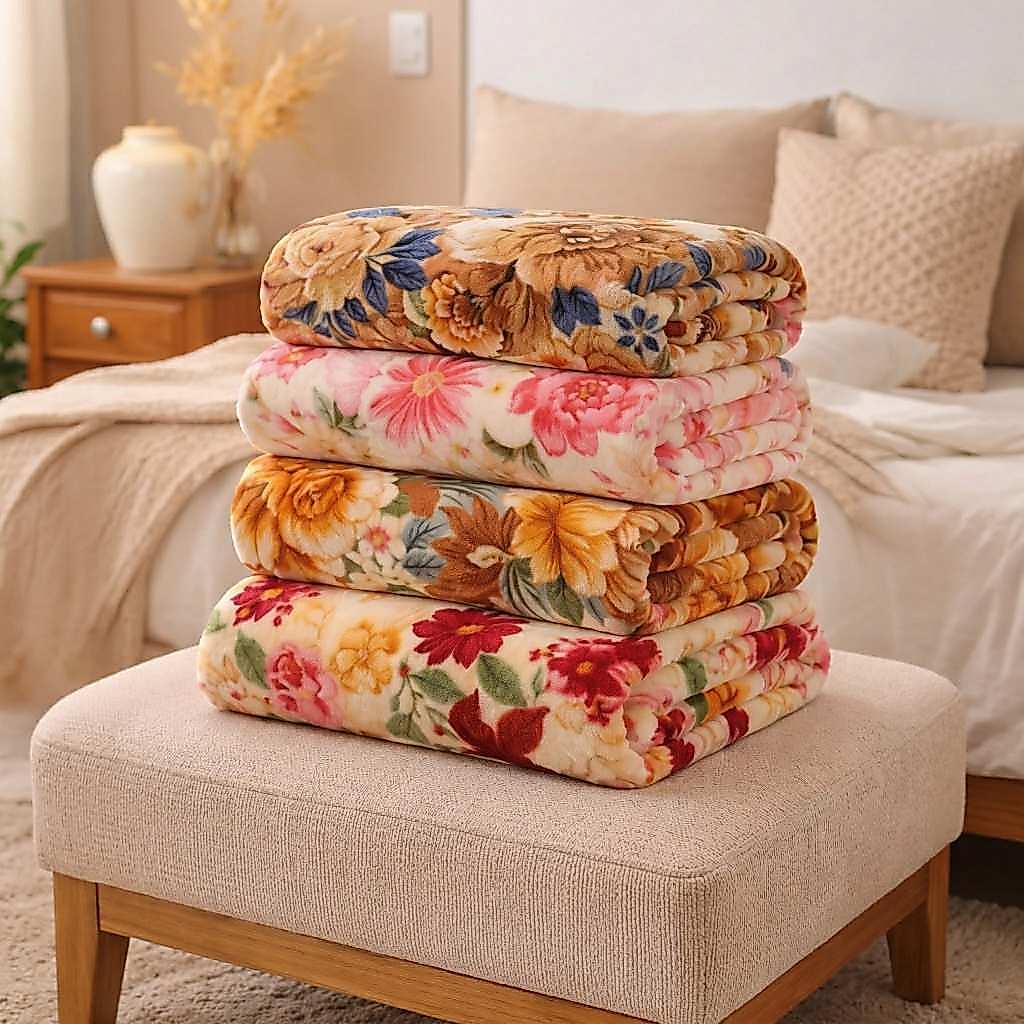 Kit 4 Cobertores Manta Casal Micro Fibra Estampada Promoção