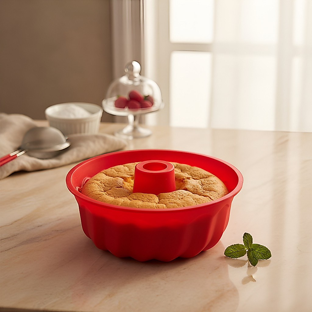 Forma Silicone Air Fryer Mini Bolo Pudim Antiaderente Redonda Para Forno Micro-ondas