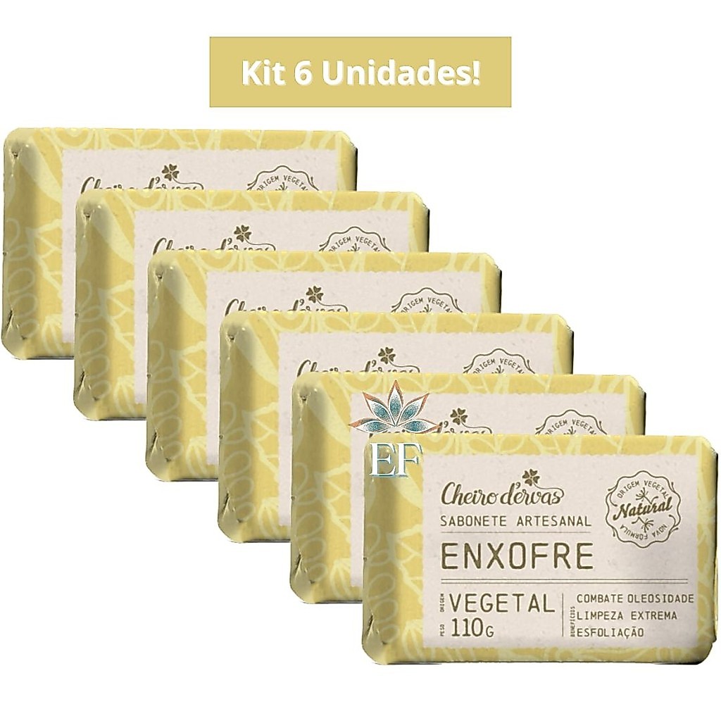 Kit 6 Unidades Sabonete em Barra ENXOFRE 110g Cheiro D´Ervas
