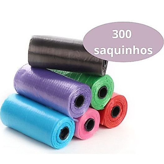 300 saquinhos Refil Cata Coco Sacolas Biodegradável Prático Para Pet Saco Plástico 20 rolos