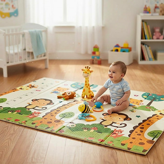 Tapete Infantil Emborrachado Térmico Tatame Antiderrapante Dobrável Dupla Face 6mm 2x1,8M