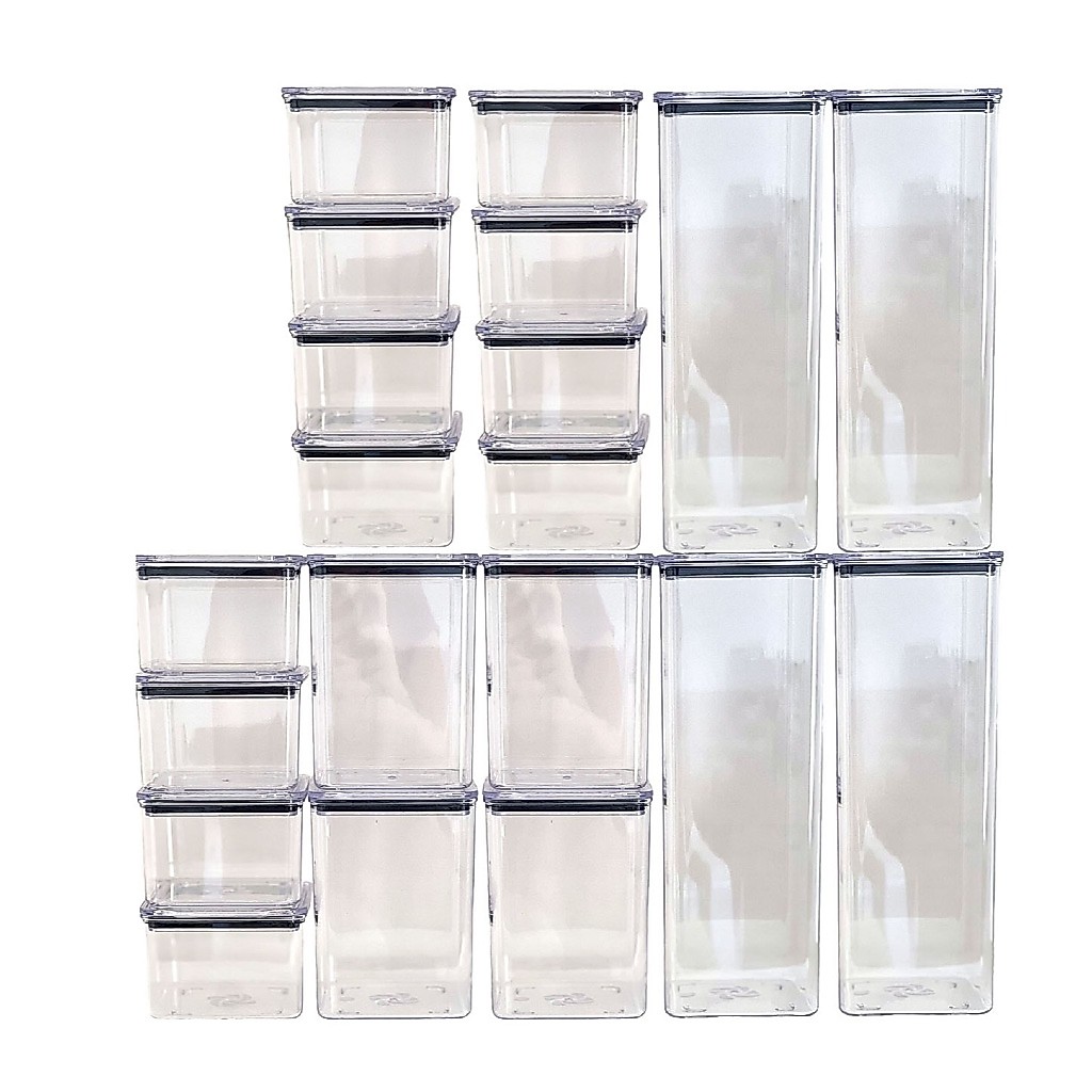 KIT 20 POTES HERMéTICOS ACRíLICOS 2,3LITROS 1,1LITRO 480ML ORGANIZAçãO