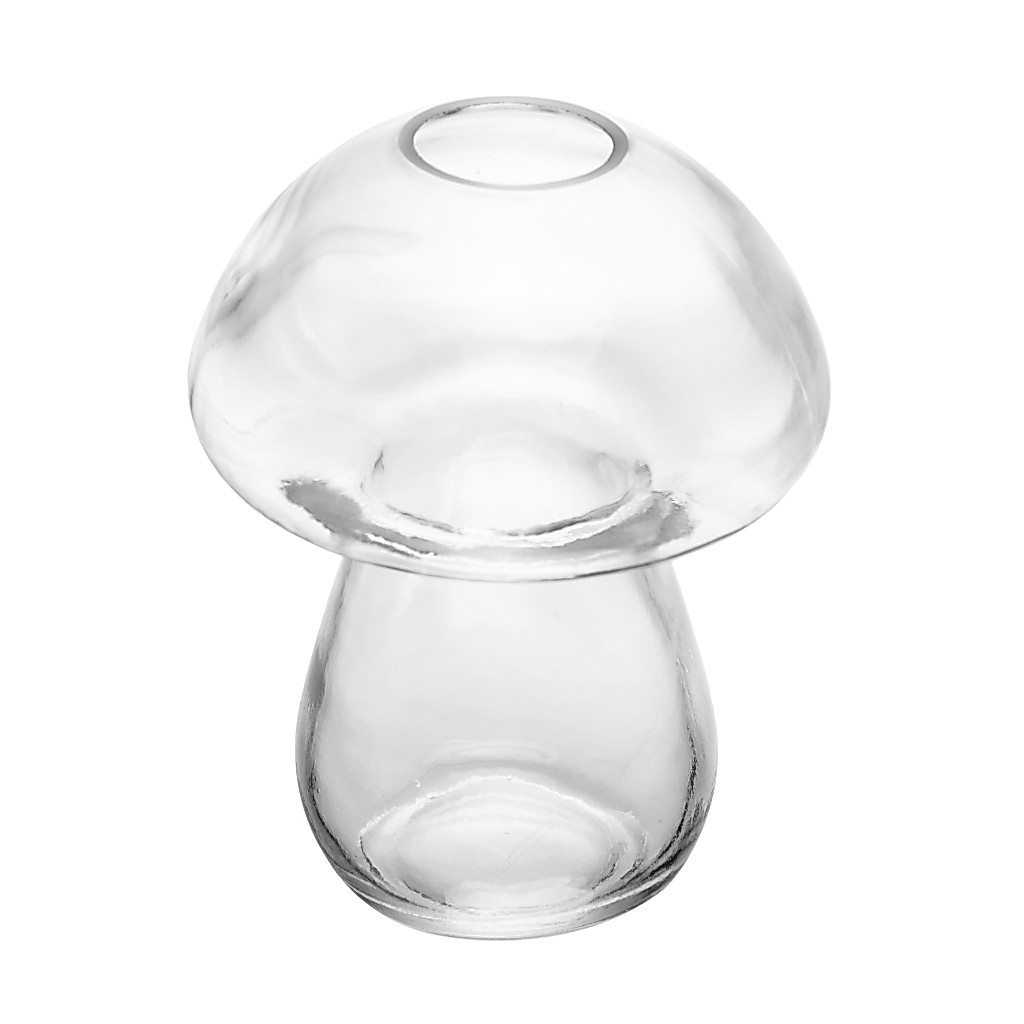 Vaso de Vidro Cogumelo Transparente 14cm Lyor para Flores Plantas Decoração Sala Casa Quarto Escritório Presente Chiques