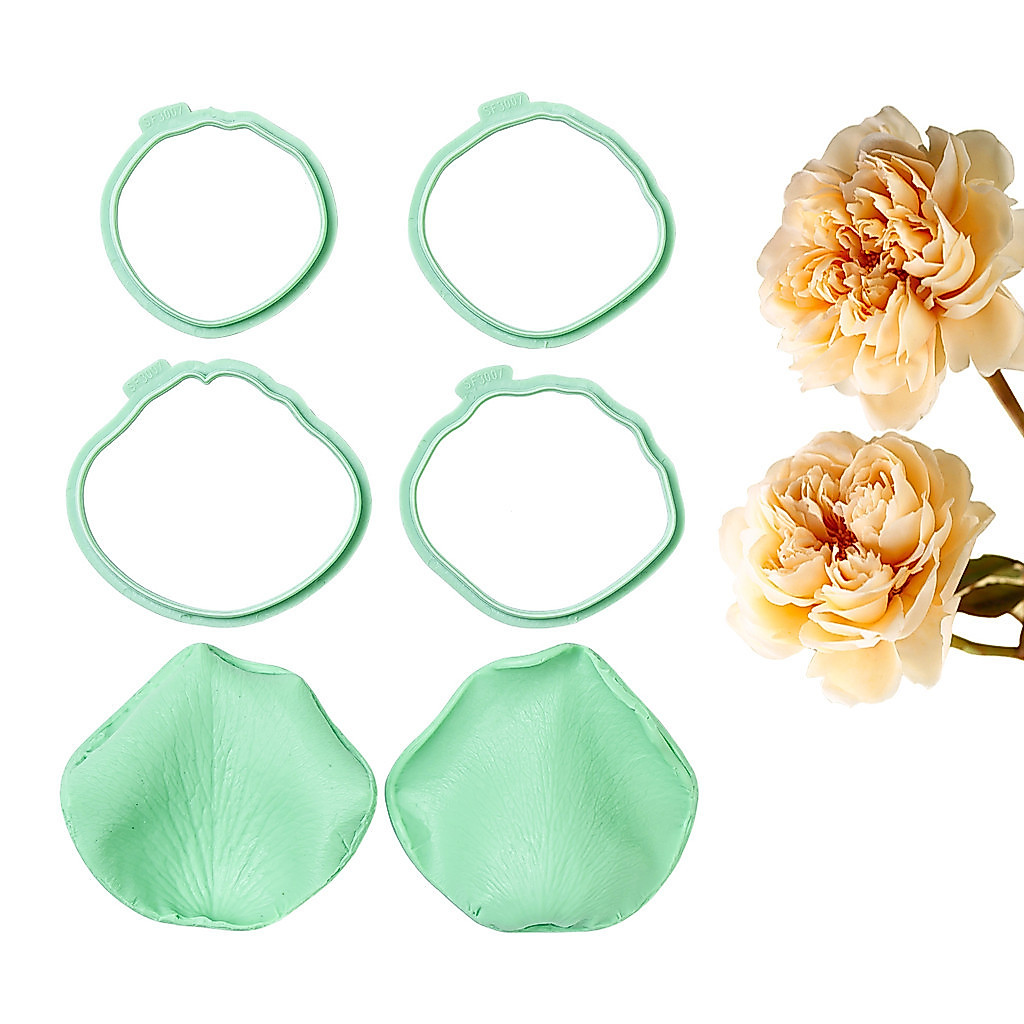 KALAIEN Conjunto de 6 Moldes de Silicone para Fondant em Forma de Rosa com Cortadores de Plástico DIY para Artesanato em