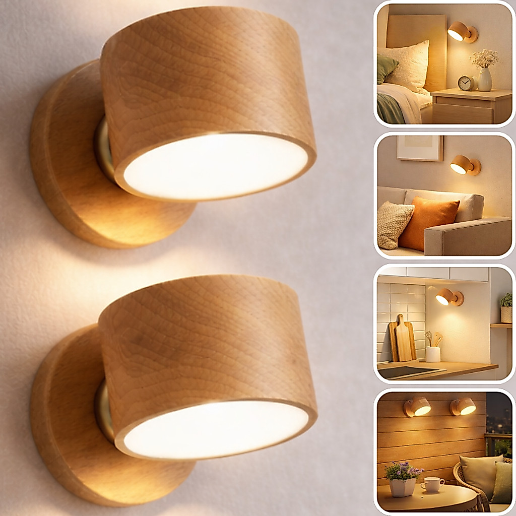 Kit 2 Arandela Led Recarregável Parede Abajur Cabeceira Luz Quarto Usb Interna Banheiro Cozinha Corredor Lâmpada Gira