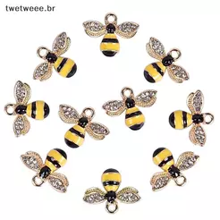 twetw 10 Pçs/Set Esmalte Cristal Abelha Encantos Pingente Jóias DIY Fazendo Presente Artesanal .