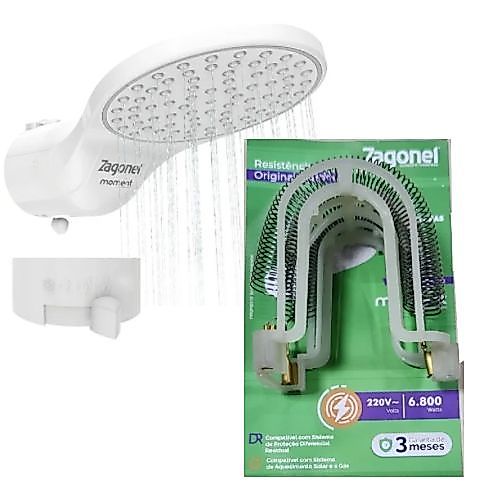 Resistência Para Ducha Zagonel Moment 4 Temperaturas Original 220V 6800W