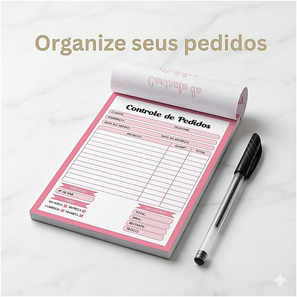 2 Talão de Pedido Profissional – Pequeno 10x14cm Colorido