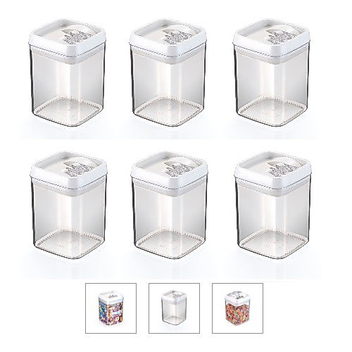 Conjunto 6 Potes 1,7 Litros Hermético Acrílico Trava Barato 1Kg Alimento — imagem 2 de 2