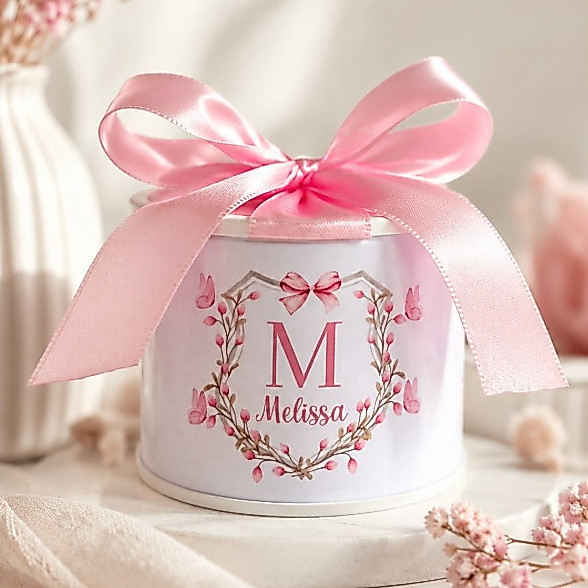 Kit tubolatas personalizadas flores e borboletas • Lembrancinha maternidade | batizado | aniversário | chá de bb • 5x6