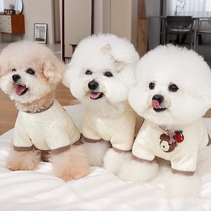 【Muhsinpet】Fato de casal de animais de estimação Saia bordada para animais de estimação T-shirt para animais de estimaçã
