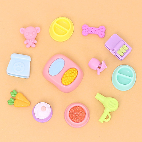 12 PCS LPS Pets Mini Conjunto De Acessórios , Inclui Tigela De Bebida De Comida E Mais , Compatível Com Pequenos Brinque