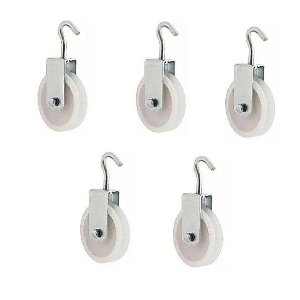 KIT 5 ROLDANA PLASTICA NYLON PARA VARAL 8cm COM GANCHO REFORÇADA