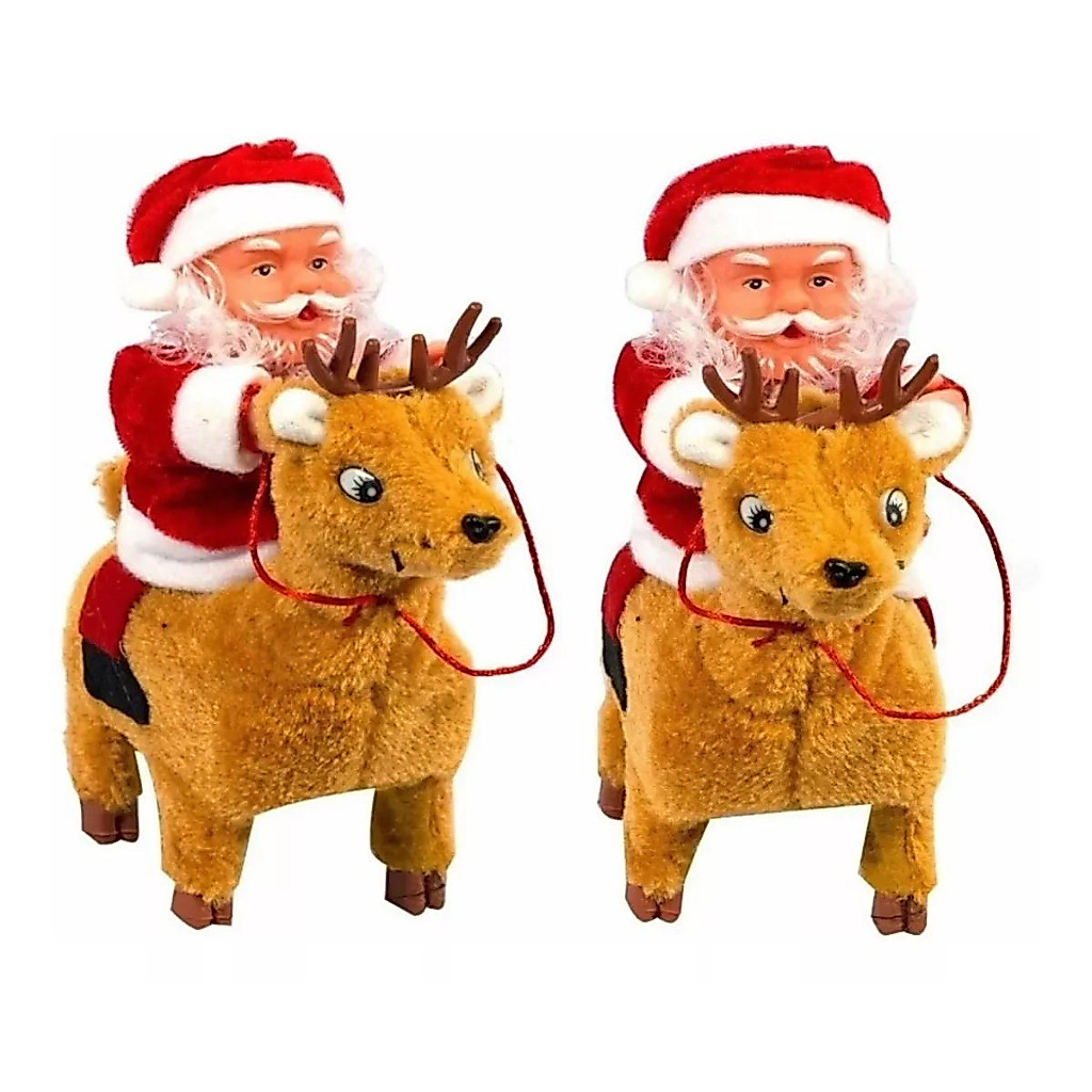 Enfeite Natalino Papai Noel Andando Na Rena Musical Pilha