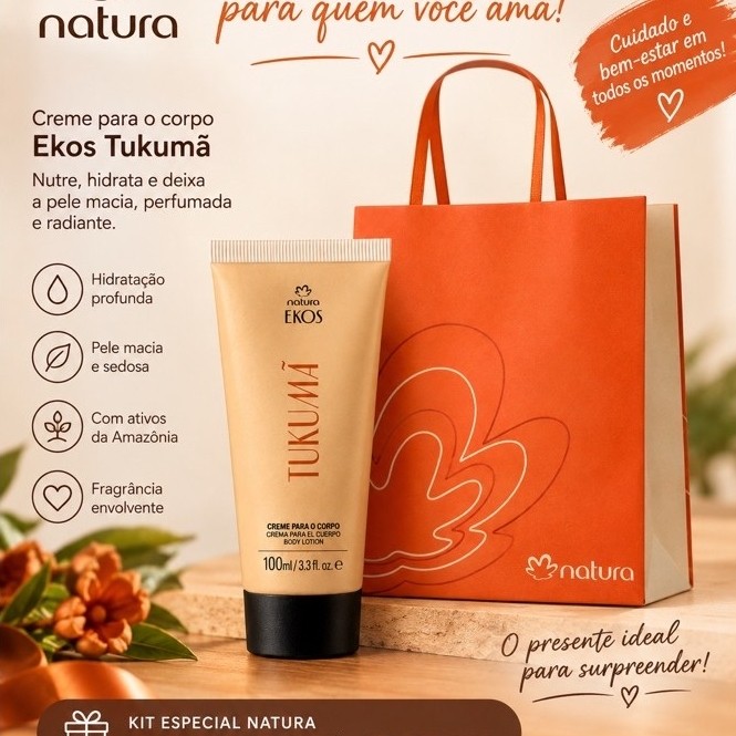 Presente Natura Ekos Tukuma - Hidratante de 100ml + sacola Natura