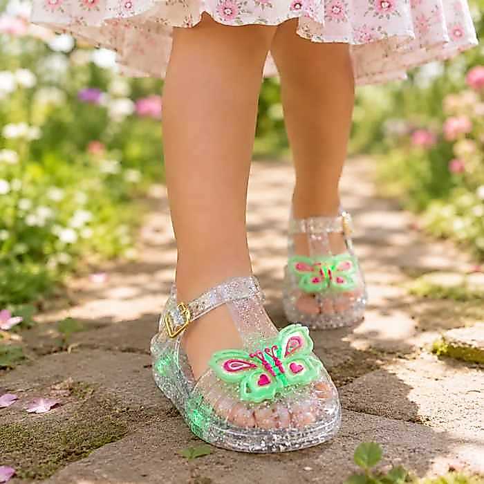 Sandália Infantil Feminina LED Mocinha Menina Borboletinha De Luz Confortável Antiderrapante Resistente — imagem 2 de 2