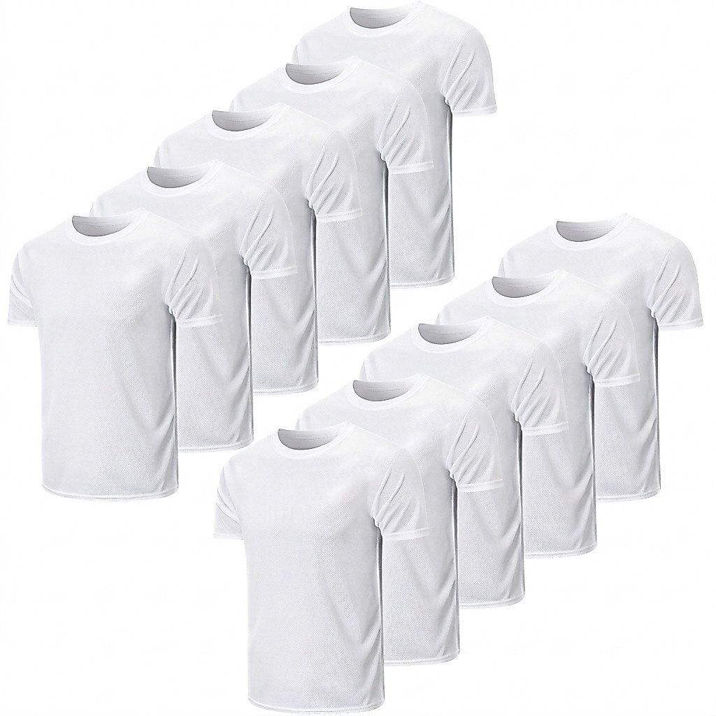 Kit 10 Camisetas Básicas Para Sublimação 100% Poliéster – Branca/Preta | Alta Qualidade