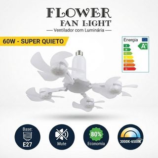 Flower Fan Light 60W - Ventilador de Teto com Luminária LED e Soquete E27.